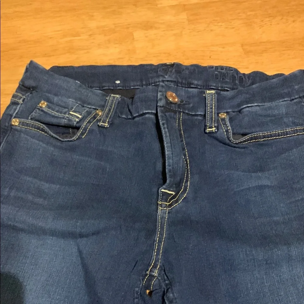 7 For All Mankind Blue Straight Leg Jeans with Classic Indigo Wash